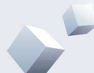 Decorative graphic of three blue cubes.