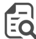 Icon of a document with a magnifying glass, symbolizing searchability and linking.